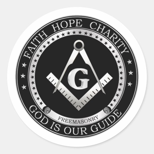 Freemasonsymbool Ronde Sticker (Voorkant)