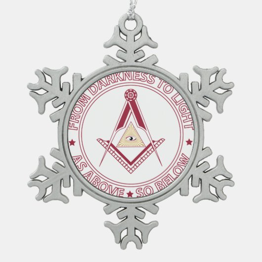 Freemasonsymbool Tin Sneeuwvlok Ornament (Voorkant)