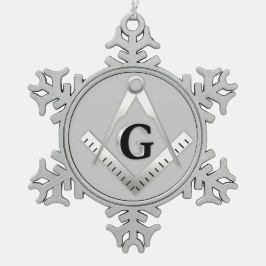Freemasonsymbool Tin Sneeuwvlok Ornament (Voorkant)