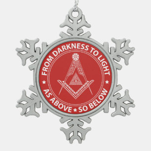 Freemasonsymbool Tin Sneeuwvlok Ornament