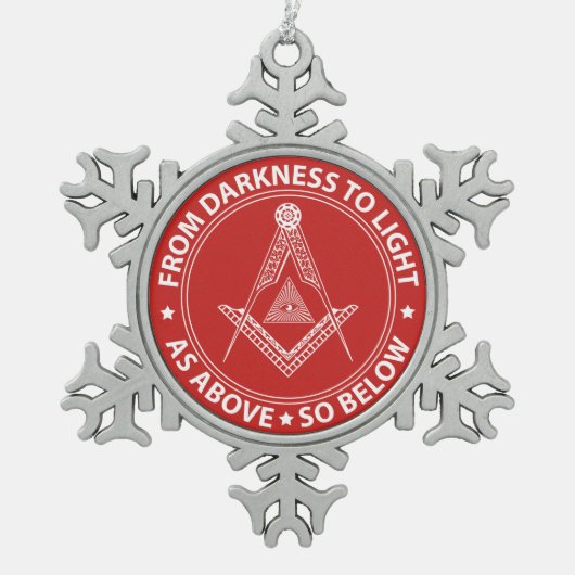 Freemasonsymbool Tin Sneeuwvlok Ornament (Voorkant)