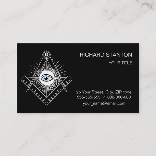 Freemasonsymbool Visitekaartje (Voorkant)