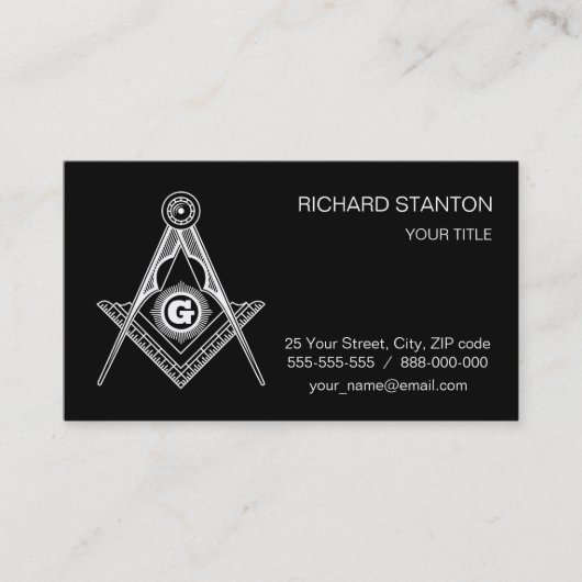 Freemasonsymbool Visitekaartje (Voorkant)