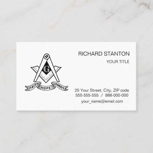 Freemasonsymbool Visitekaartje (Voorkant)