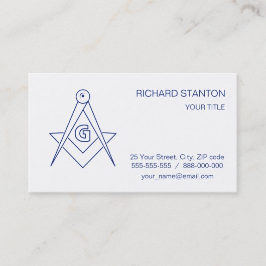 Freemasonsymbool Visitekaartje (Voorkant)