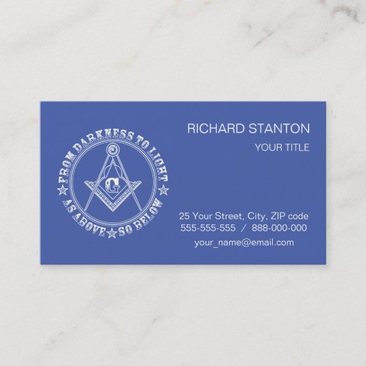 Freemasonsymbool Visitekaartje (Voorkant)