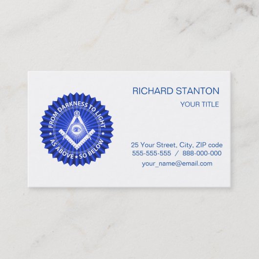 Freemasonsymbool Visitekaartje (Voorkant)