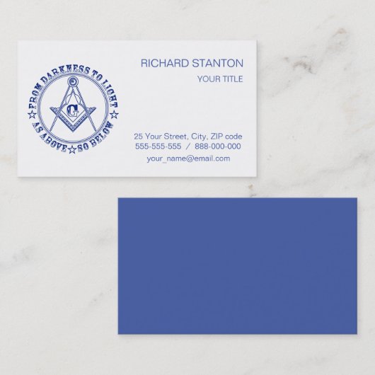Freemasonsymbool Visitekaartje (Voorkant / Achterkant)