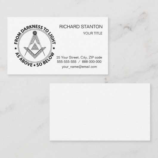 Freemasonsymbool Visitekaartje (Voorkant / Achterkant)