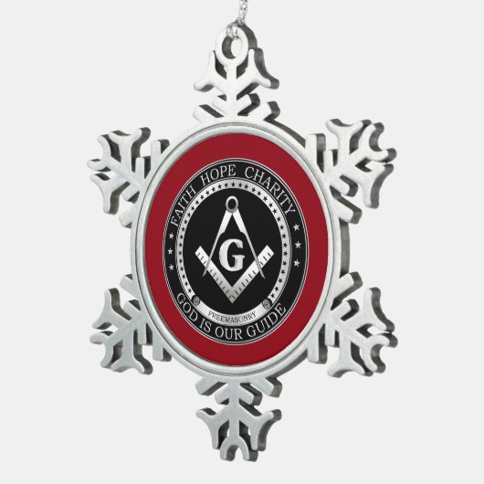 Freemasonzegel Tin Sneeuwvlok Ornament (Rechts)