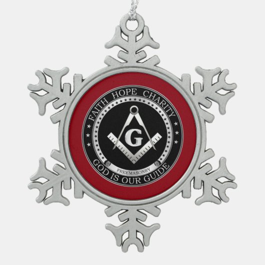Freemasonzegel Tin Sneeuwvlok Ornament (Voorkant)