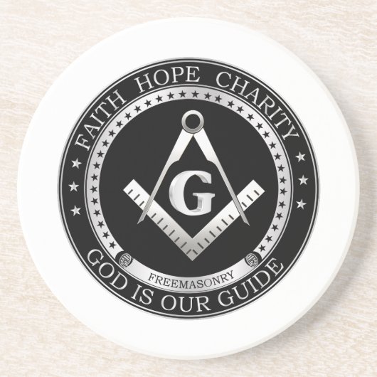 Freemasonzegel Zandsteen Onderzetter (Voorkant)