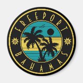 Freeport Bahamas Eilanden Retro Palm Trees Souveni Magneet (Voorkant)