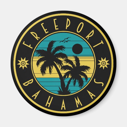 Freeport Bahamas Eilanden Retro Palm Trees Souveni Magneet (Voorkant)