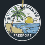 Freeport Bahamas  Keramisch Ornament<br><div class="desc">Kunstontwerp voor vector van Freeport. Freeport is de belangrijkste stad van Grand Bahama,  een eiland in de noordwestelijke Bahama's voor de kust van Florida.</div>