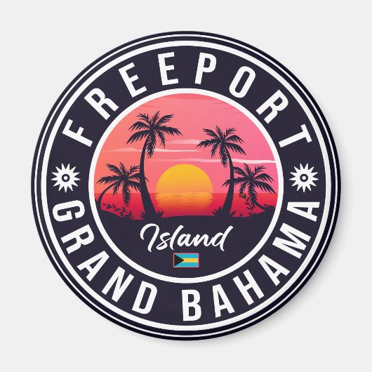 Freeport Bahamas Retro Sunset Souvenirs 60s Magneet (Voorkant)
