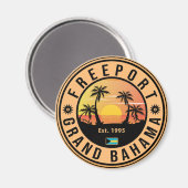 Freeport Bahamas Retro Sunset Souvenirs 60s Magneet (Voorkant / Achterkant)