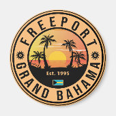 Freeport Bahamas Retro Sunset Souvenirs 60s Magneet (Voorkant)