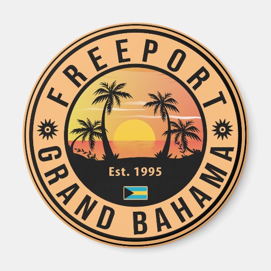 Freeport Bahamas Retro Sunset Souvenirs 60s Magneet (Voorkant)