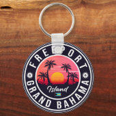 Freeport Bahamas Retro Sunset Souvenirs 60s Sleutelhanger (Voorkant)
