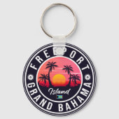 Freeport Bahamas Retro Sunset Souvenirs 60s Sleutelhanger (Achterkant)