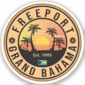 Freeport Bahamas Retro Sunset Souvenirs 60s Sticker (Voorkant)