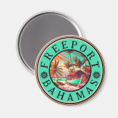Freeport Bahamas Retro Sunset Travel Souvenir 1950 Magneet (Voorkant / Achterkant)