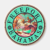 Freeport Bahamas Retro Sunset Travel Souvenir 1950 Magneet (Voorkant)
