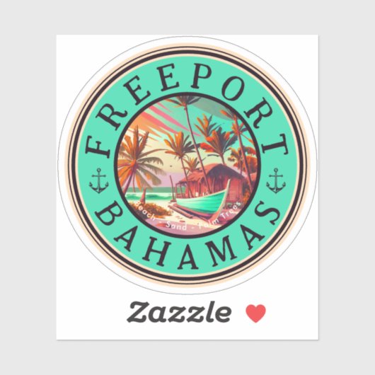 Freeport Bahamas Retro Sunset Travel Souvenir 1950 Sticker (Vel)
