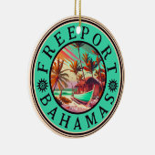 Freeport Bahama's Retro Sunset Travel Souvenir 50s Keramisch Ornament (Rechts)