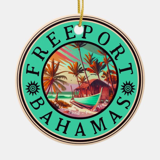 Freeport Bahama's Retro Sunset Travel Souvenir 50s Keramisch Ornament (Voorkant)