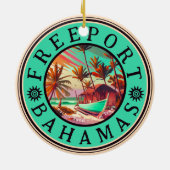 Freeport Bahama's Retro Sunset Travel Souvenir 50s Keramisch Ornament (Achterkant)