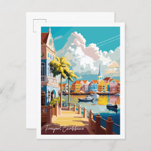 Freeport Caribbean vintage reisillustratie Briefkaart