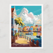 Freeport Caribbean vintage reisillustratie Briefkaart (Voorkant)
