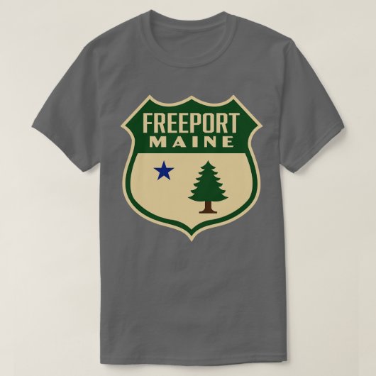 Freeport Maine Retro Pine Tree Schild Groen T-shirt (Design voorkant)