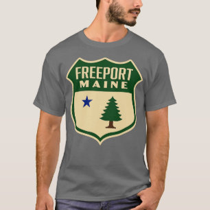 Freeport Maine Retro Pine Tree Schild Groen T-shirt