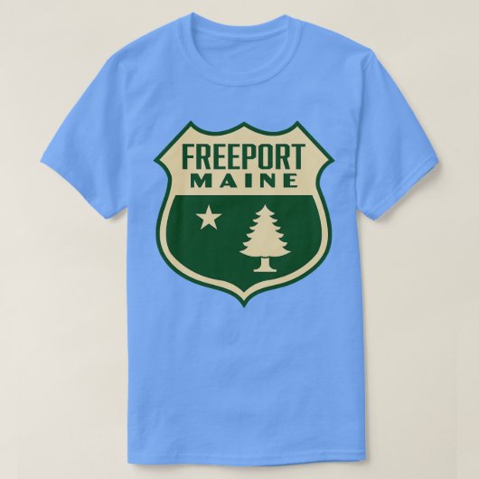 Freeport Maine Retro Pine Tree Shield Tan T-shirt (Design voorkant)
