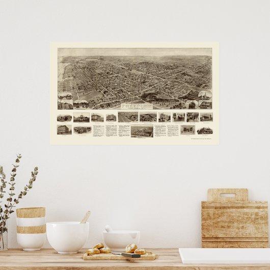 Freeport, NY Panoramic Map - 1909 Poster (Keuken)