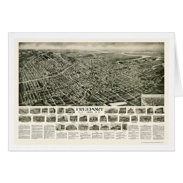 Freeport, NY Panoramic Map - 1925 (Voorkant Horizontaal)