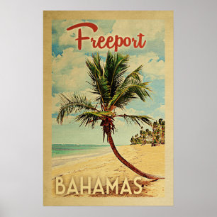 Freeport Palm Tree Vintage-reis Poster