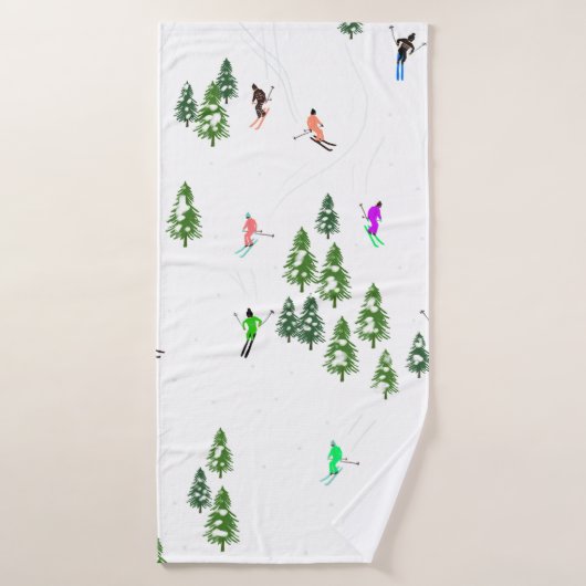 Freeride Alpiene Skiers Illustratie Partij Badhanddoek (Badhanddoek)