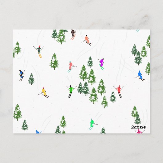 Freeride Alpiene Skiers Illustratie Partij Briefkaart (Achterkant)