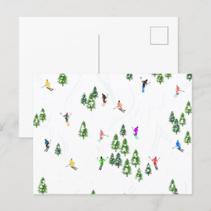 Freeride Alpiene Skiers Illustratie Partij Briefkaart