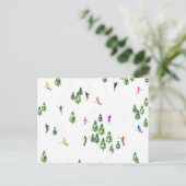 Freeride Alpiene Skiers Illustratie Partij Briefkaart (Staand voorkant)