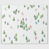 Freeride Alpiene Skiers Illustratie Partij Cadeaupapier (Vlak)