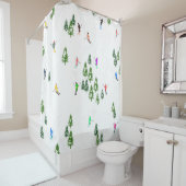 Freeride Alpiene Skiers Illustratie Partij Douchegordijn (In situ)