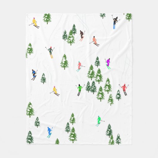 Freeride Alpiene Skiers Illustratie Partij Fleece Deken (Voorkant)