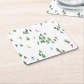 Freeride Alpiene Skiers Illustratie Partij Kartonnen Onderzetters (Schuin)