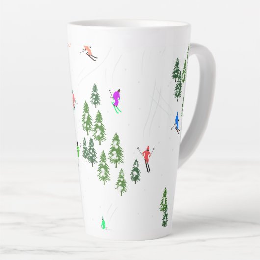 Freeride Alpiene Skiers Illustratie Partij Latte Mok (Rechterhoek)