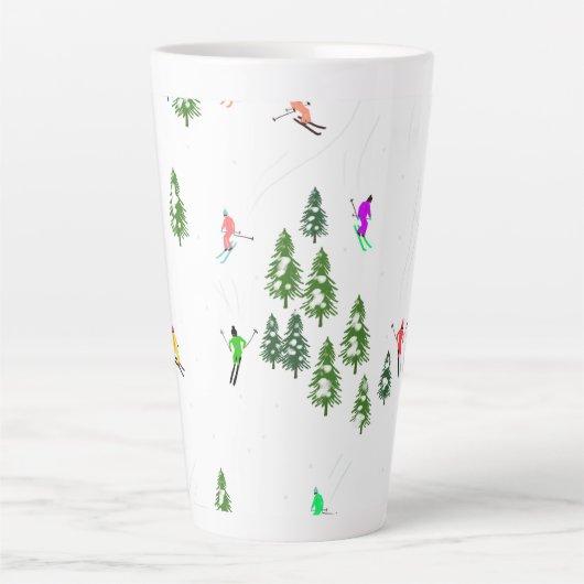 Freeride Alpiene Skiers Illustratie Partij Latte Mok (Voorkant)